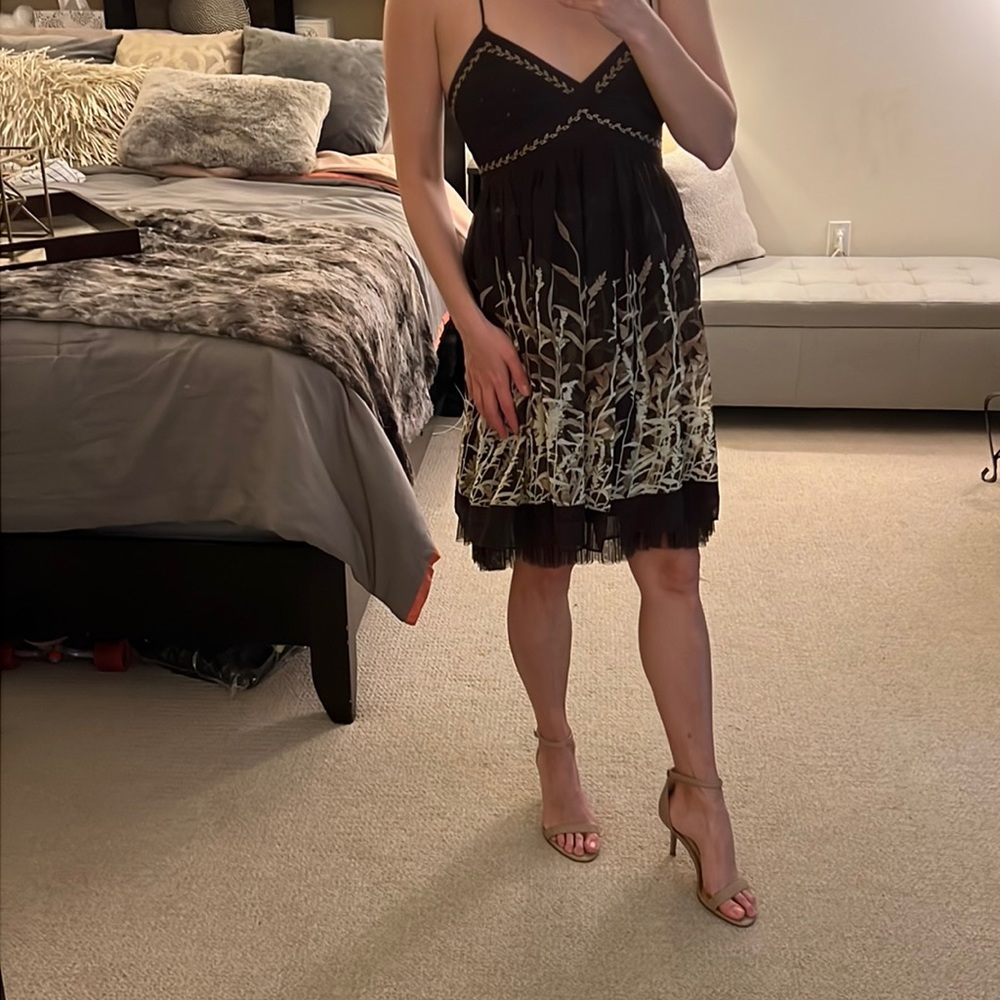 Brown Floral a Multi Layer Babydoll dress